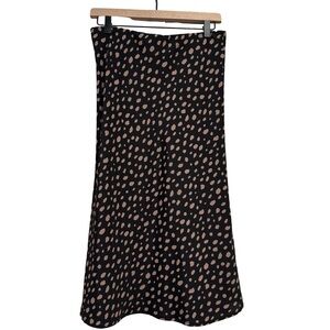Black and Tan Polka Dot Midi Skirt